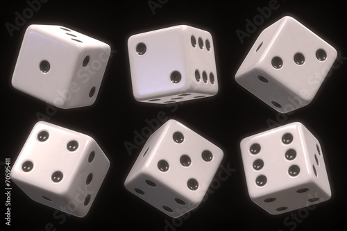 Dice six sides. Clipping path included.
