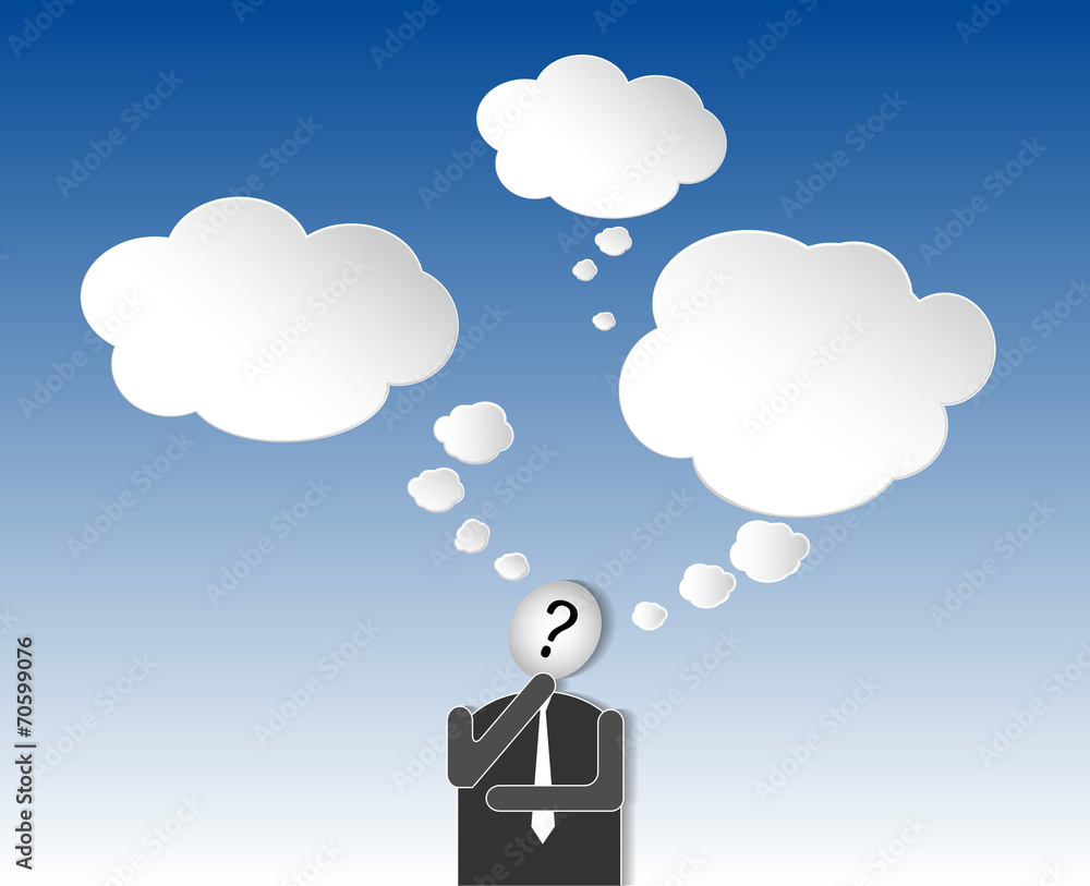 Businessman thinking with speech bubble.Concept of choice. Businessman thinking with speech bubble.Concept of choice.