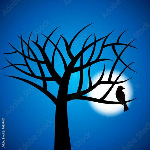Halloween background with trees and moon