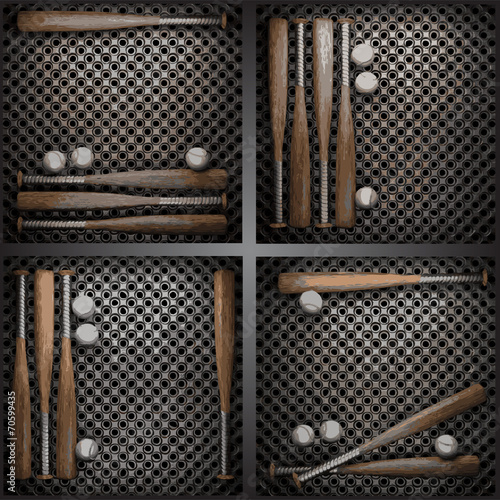 vector baseball on metal wall