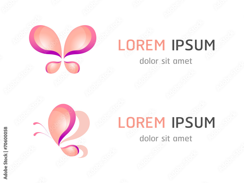 Pink butterfly icons