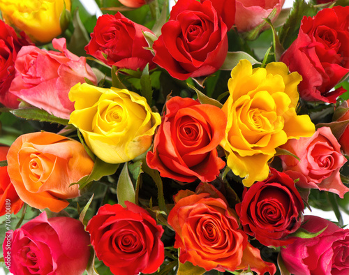 bouquet of colorful fresh assorted roses