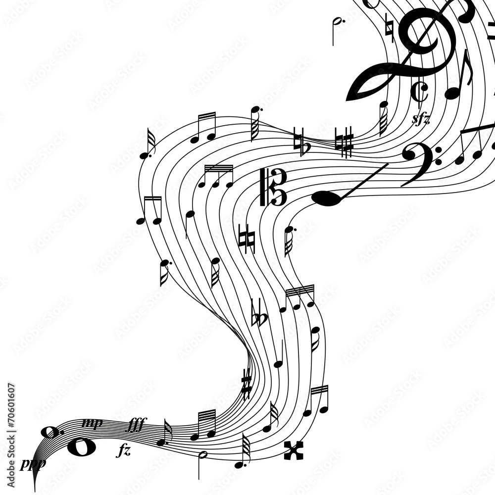 Fototapeta premium Music Notes swirl background