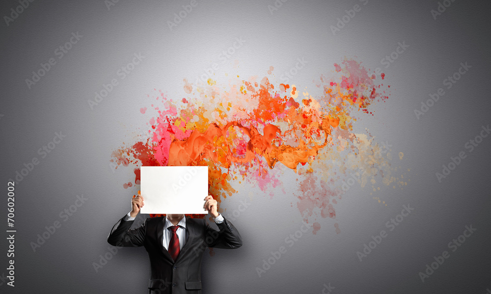 Businessman with banner