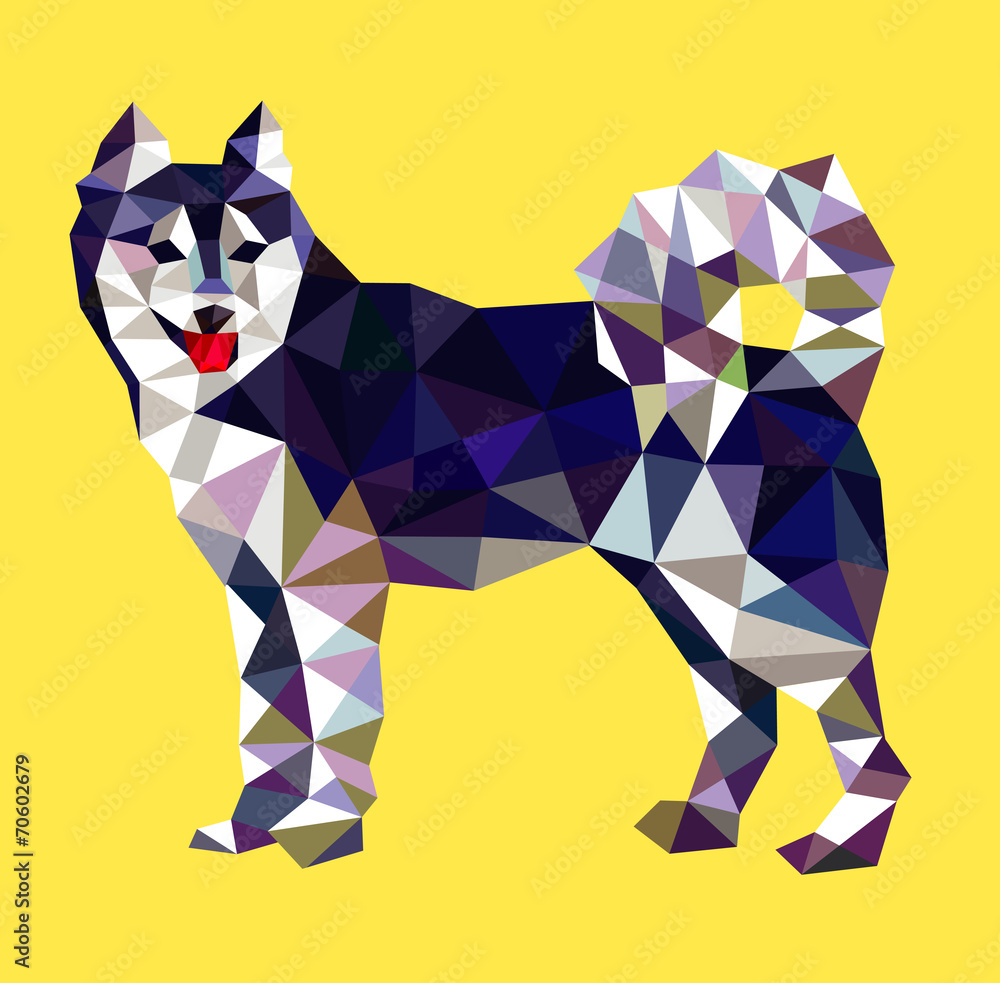 Siberian husky dog triangle low polygon style Siberian husky dog triangle low polygon style