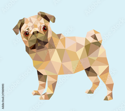 Pug dog animal triangle low polygon style