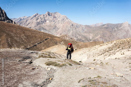 Hiker in high mountains. © Alex Ishchenko