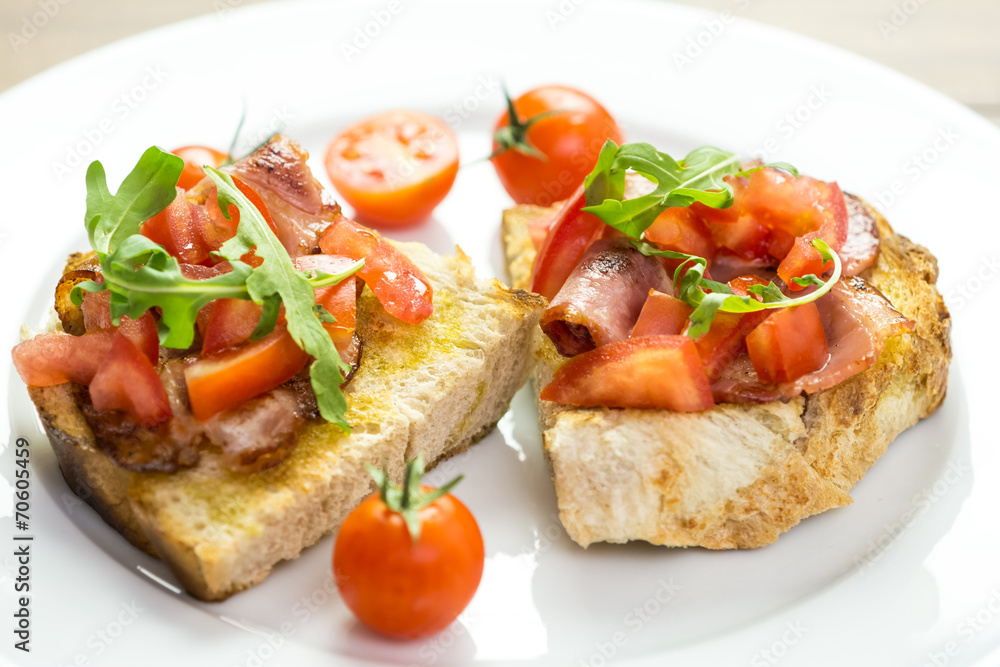 Italian Bruschetta Sandwich Close Up Italian Bruschetta Sandwich Close Up