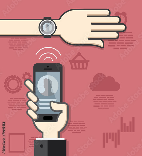 Smartphone sending contact information to smartwatch