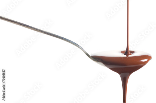 Chocolate poured into a spoon