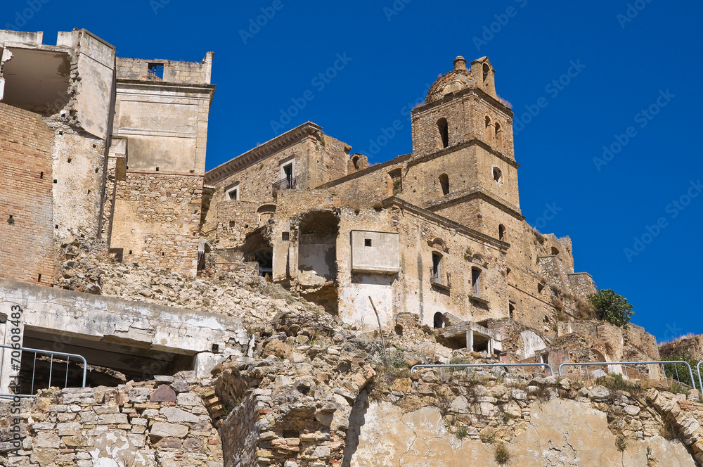 Panoramic view of Craco. Basilicata. Italy.