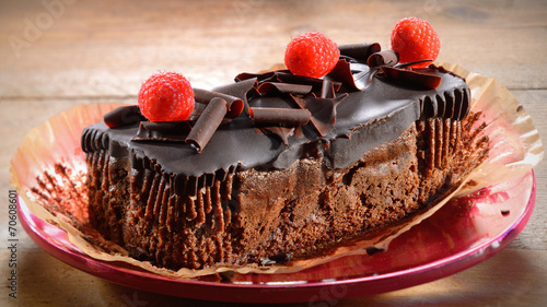 Photos Chocolate cake and raspberries