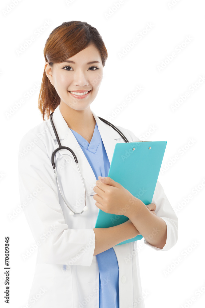 full length young smiling professional Doctor with document full length young smiling professional Doctor with document