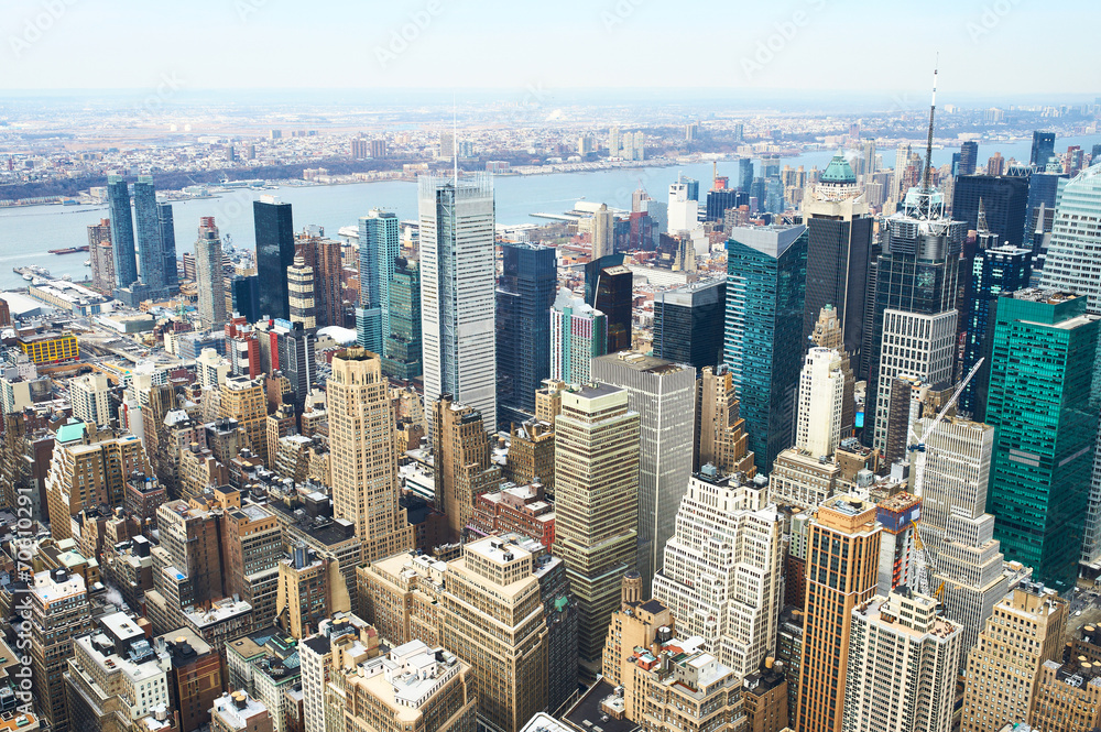 Fototapeta premium Widok na panoramę Manhattanu z Empire State Building