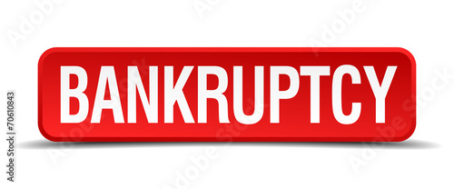 bankruptcy red square button isolated on white background