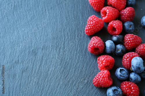 berry mix on the slate background