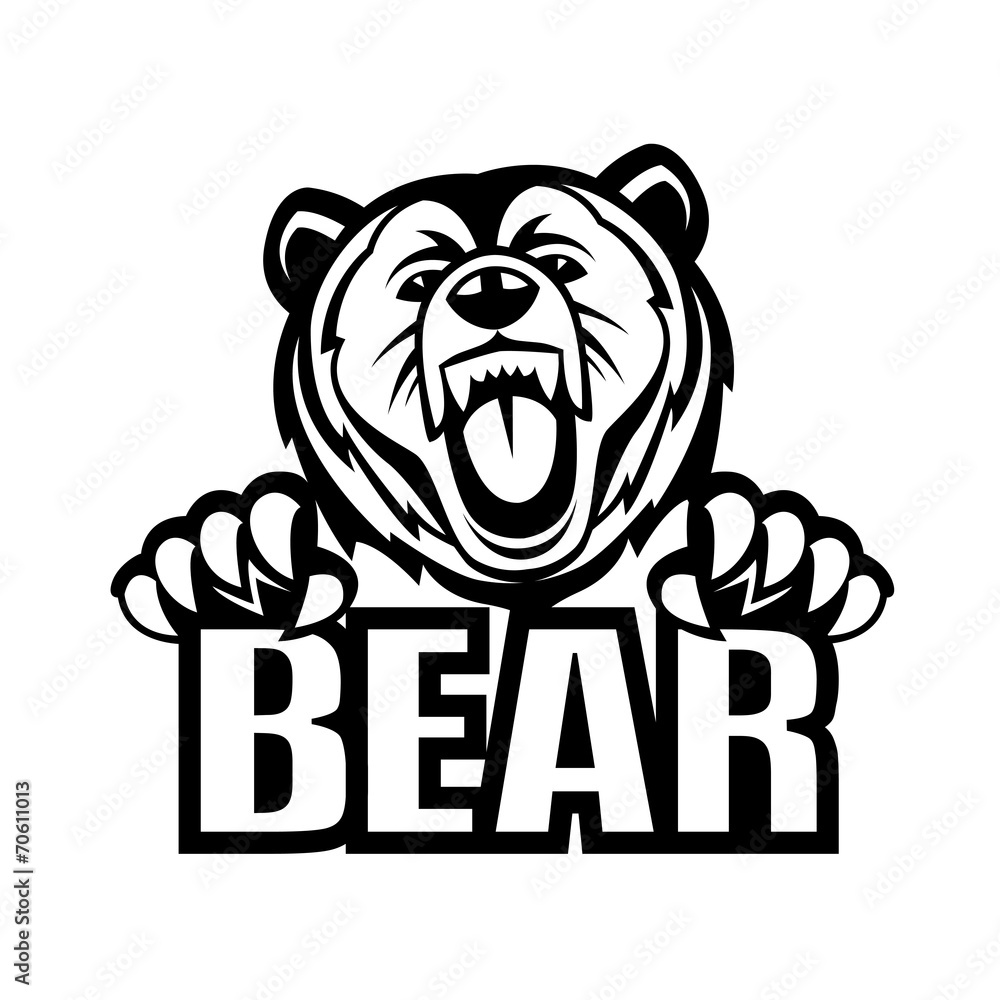 Fototapeta premium monochrome vector illustration of a bear