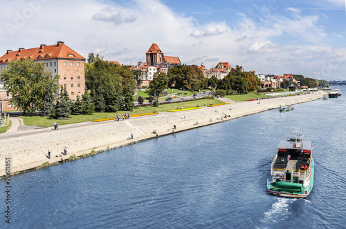 Torun city located on the Vistula river bank, Poland.
