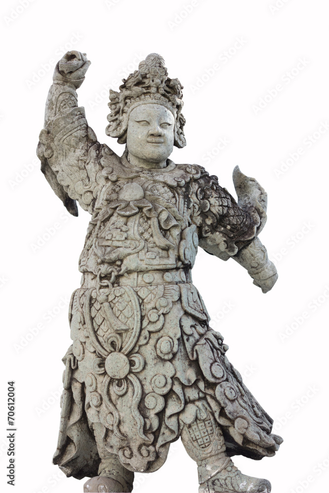 Fototapeta premium ancient chinese stone sculpture doll, isolated on white