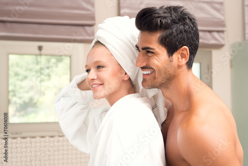 Attractive couple after Morning Shower photo