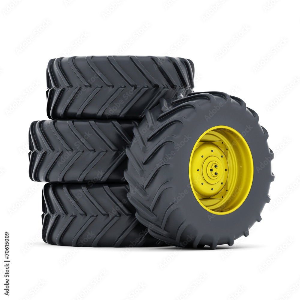 Fototapeta premium Tractor wheels isolated