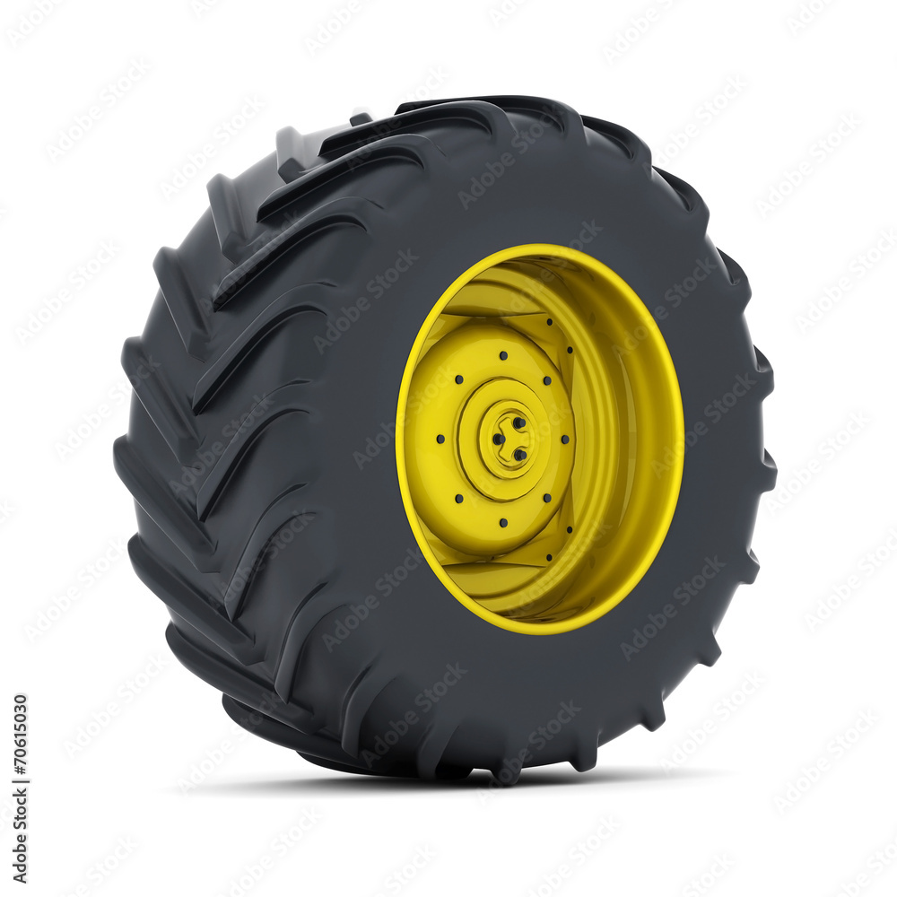 Obraz premium Tractor wheel isolated