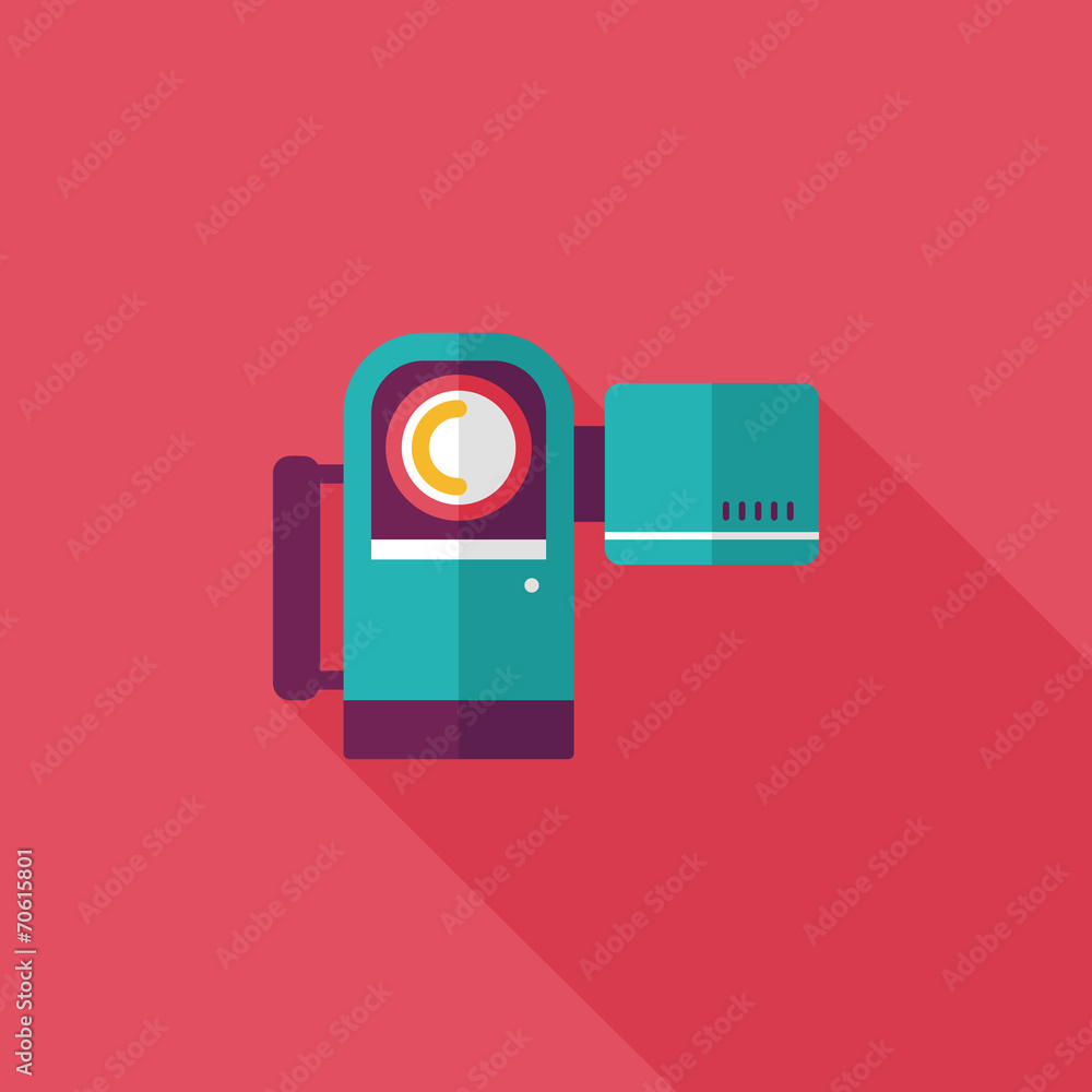 Video camera flat icon with long shadow Video camera flat icon with long shadow