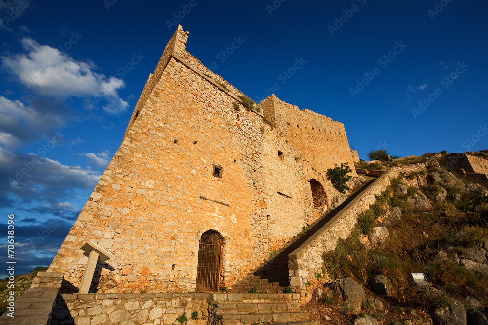 Palamidi castleabove the town of Nafplio, Peloponnese, Greece.