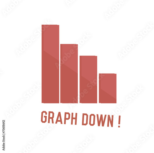 Graph down concept design,retro design on white background