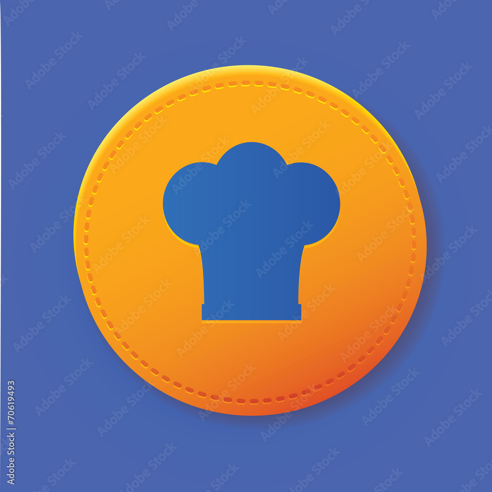 Hat cooking symbol on yellow button,vector Hat cooking symbol on yellow button,vector