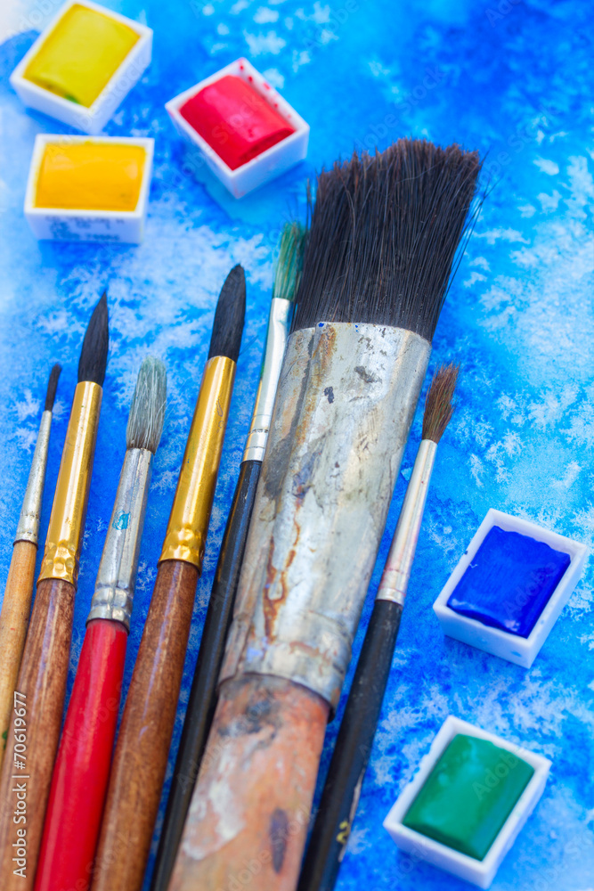 Obraz premium paints and brushes