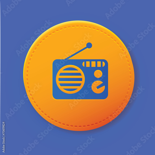 Radio symbol on yellow button,vector