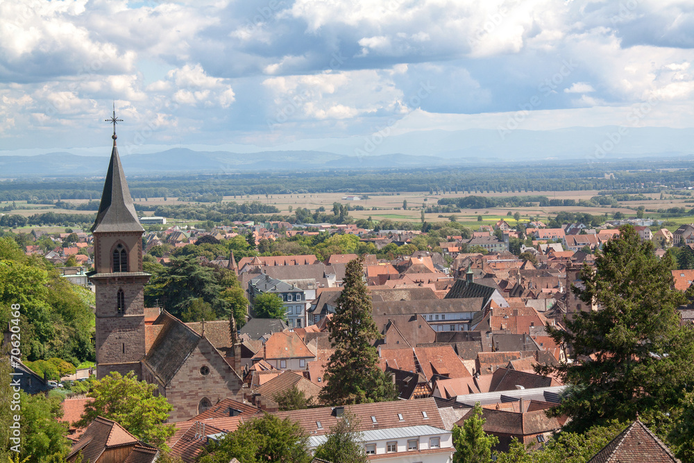 Ribeauvillé vue de la montagne, Haut Rhin, Alsace
