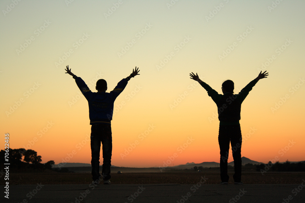 Man and woman at sunset