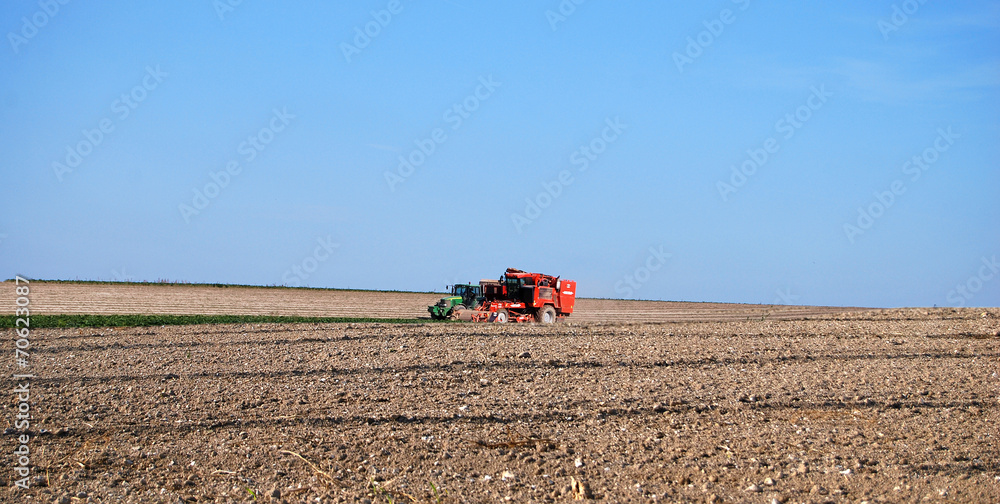 Fototapeta premium Tracteur et moissonneuse batteuse