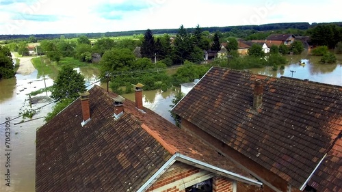 Flooded town Jamena, Serbia photo