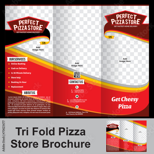 tri fold pizza store brochure