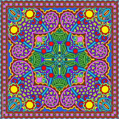 Traditional ornamental floral paisley bandanna