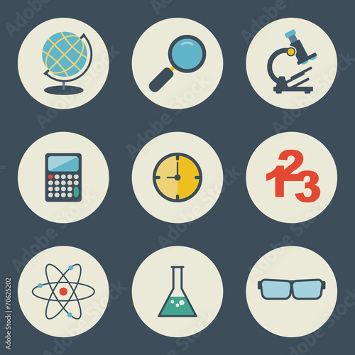 School and education icons flat design vector set