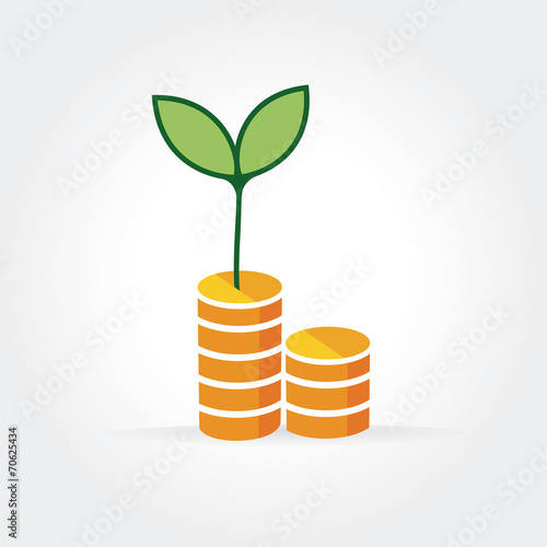 Abstract vector growth money logotype isolated on white