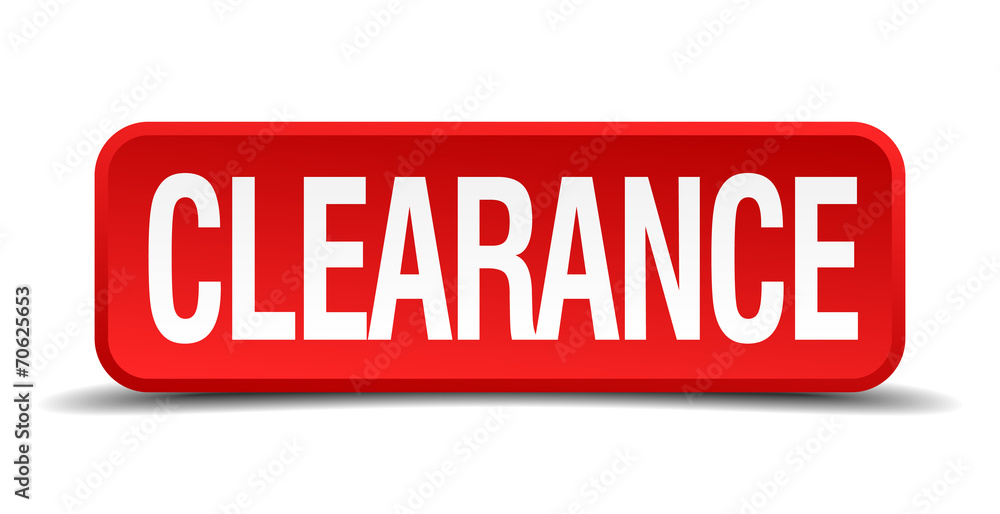 clearance red square button isolated on white background clearance red square button isolated on white background
