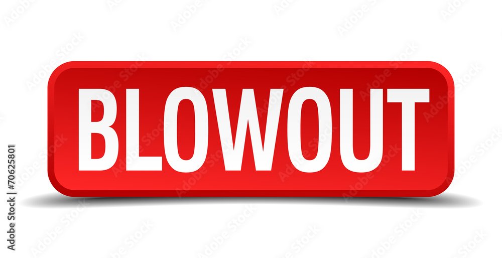 blowout red square button isolated on white background blowout red square button isolated on white background