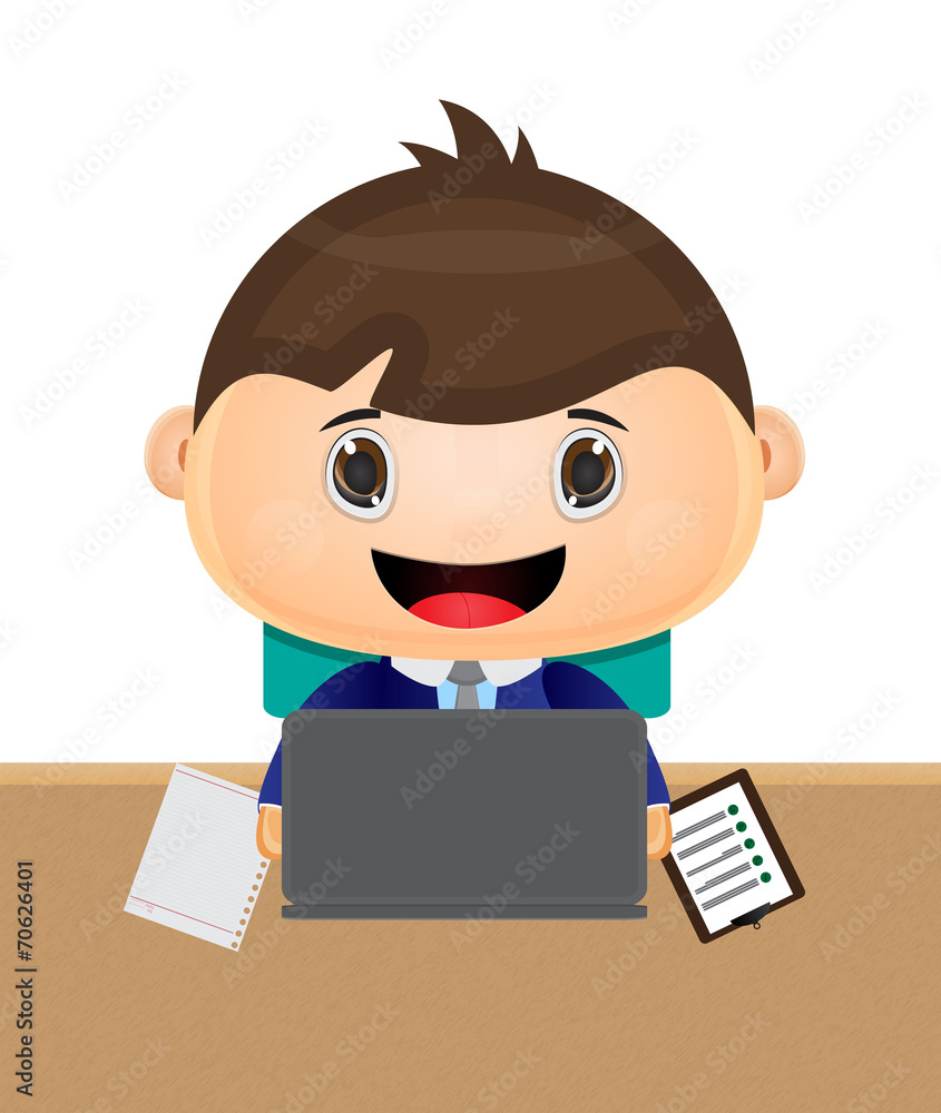cute kid cartoon sitting play notebook cute kid cartoon sitting play notebook