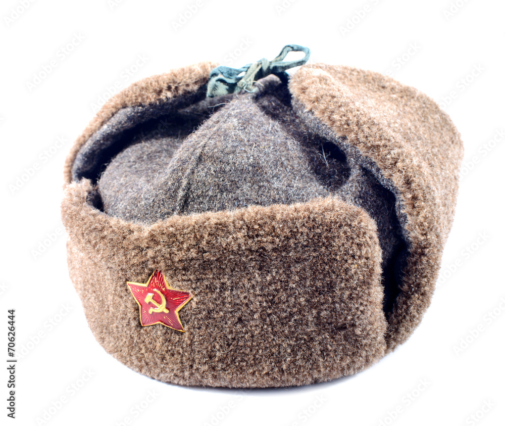 Ushanka fur hat of the Soviet army Stock Photo | Adobe Stock