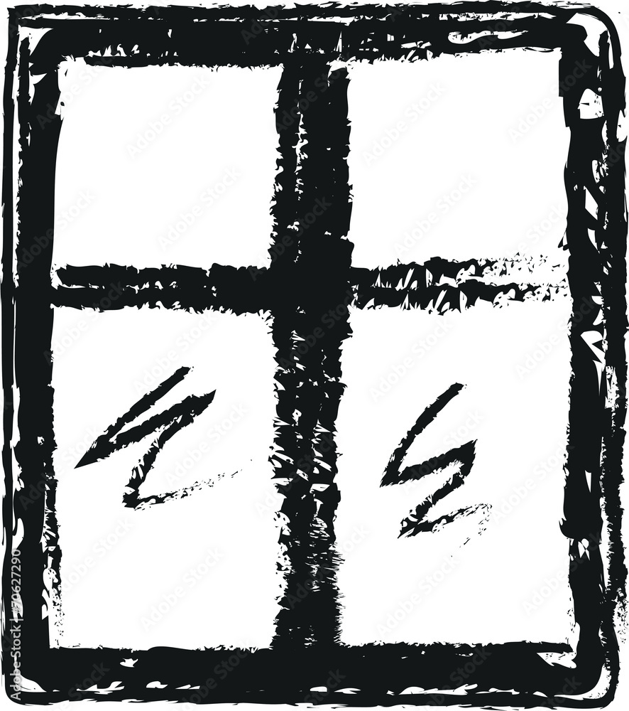 cartoon simple window charcoal line art cartoon simple window charcoal line art