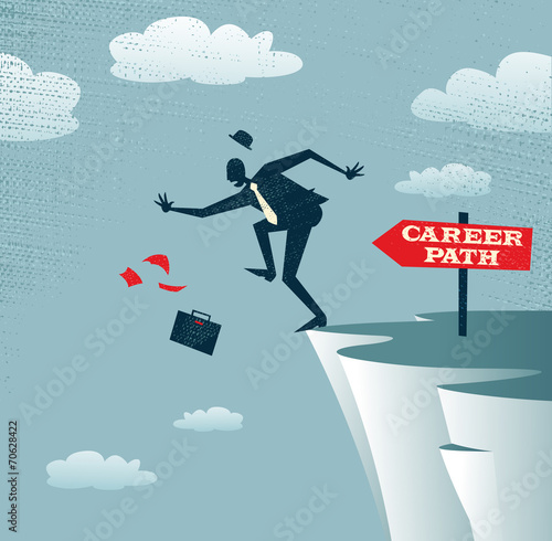 Abstract Businessman's career takes a fall.