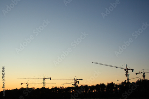 Construction site at dusk