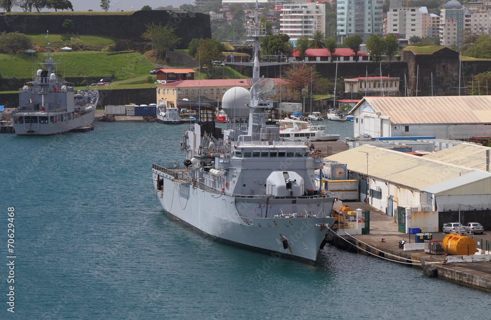 Warship in bay. Fort-de-France, Martinique