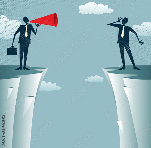 Abstract Businessman Cliff Top Communication.