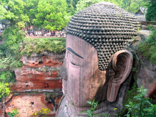Head of Giant Sitting Buddha in Leshan, Sichuan, China